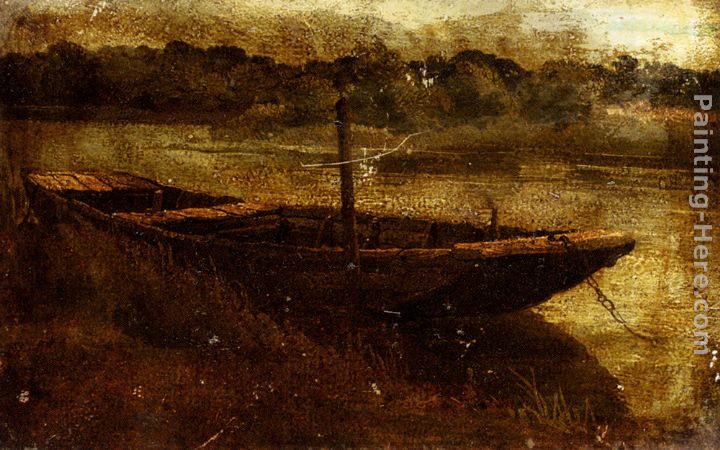 Study Of A Punt Moored At Twickenham painting - John Linnell Study Of A Punt Moored At Twickenham art painting